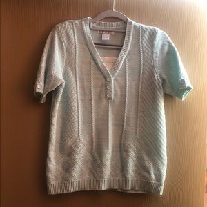 Light Blue V-Neck Knit Top